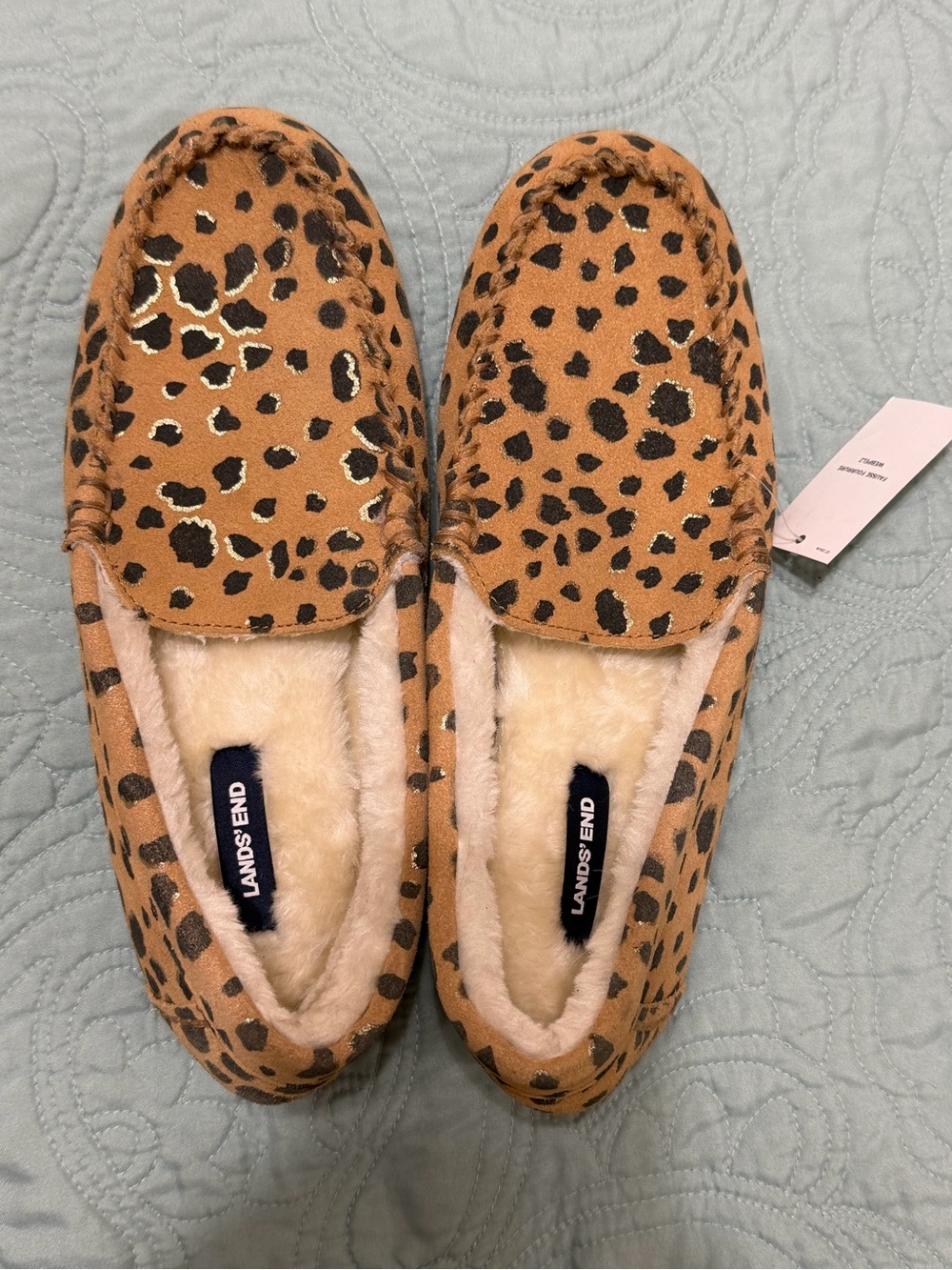 Lands' End Leopard Print Moccasins- size 11